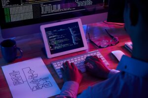 An image of someone coding